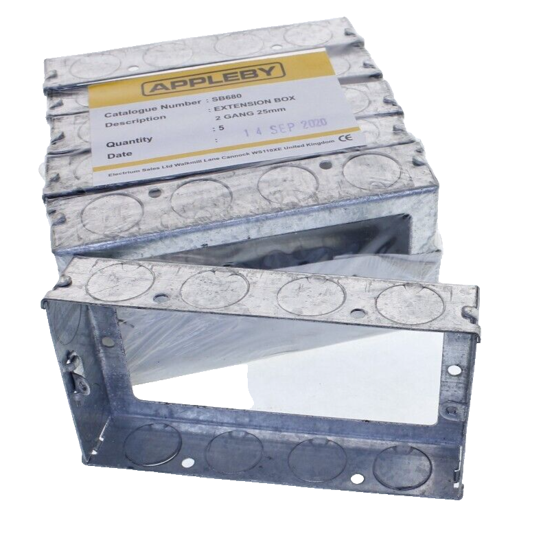2 Gang 25mm Galvanised Steel Pattress Extension Electrical Back Box p 2-gang-25mm-galvanised-steel-pattress-extension-electrical-back-box-p