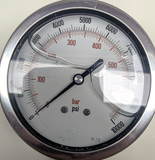Nuova Fima 100mm Pressure Gauge 0-700 Bar 0-10000 PSI 1/2" BSP Stainless