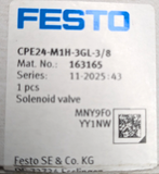 Festo Cpe24-M1h-3gls-3/8 163169 Solenoid Valve Ovp New