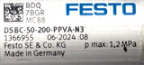 FESTO PNEUMATIC CYLINDER DSBC-50-200-PPVA-N3 IDENT 1366955