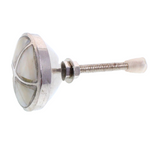 Mother of Pearl  Inlaid Silver Metal Knob  36 mm dia -50 mm thread length (Pk 6)