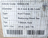 REDUCING SHORT TEE RAIL CLAMP - 42.4 X 48.3MM - 608002DE