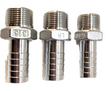 Hosetails 316 stainless bsp Thread Hose Tail Barb Connector 3/4" -1/2" (PACK 3)