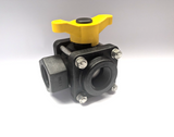 Poly Ball Valve 3-Way - BANJO V125SL  -  FNPT - 1-1 / 4 ”