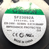 Sunon SF23092A SF Series Axial Fan 544-0289 Rev a