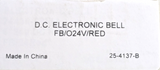 Eaton Fulleon FB/024/R Electronic Solenoid Bell 24V DC - Red