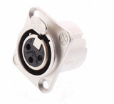 Female XLR Chassis Socket Neutrik NC3FD LX  Nickel 3 Pin Panel Mount Connector r