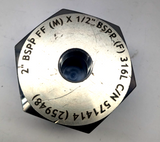 Reducer bush stainless steel 316 2" x 1/2" male thread x female thread 16bar