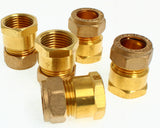 15mm Compression x 1/2" BSP female Iron Straight Adaptor Brass Fitting ** Pack of 5