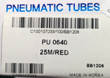 Red Polyurethane Pneumatic Tubing - CDC CDPU0640RD -  OD 6mm ID 4mm - 25m