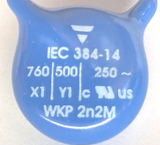 Ceramic Suppression Capacitor - 2200 pF - X 760 V - Y 500 V  -  Radial Leaded