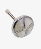 Mother of Pearl  Inlaid Silver Metal Knob  36 mm dia -50 mm thread length (Pk 6)