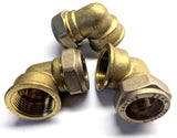 22mm x 3 / 4 " Compression Elbow Female BSP Thread Fitting Brass WRAS
