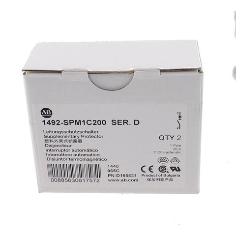 Allen Bradley 1492-SPM1C200 Circuit Breaker Ser.D  20A - (pack of 2)